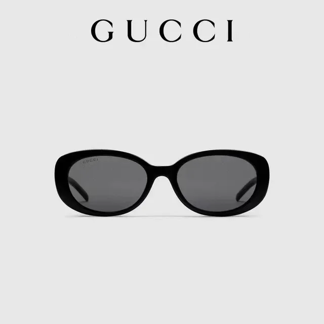 Gucci Black Multicolor Cat-Eye Silhouette Thin Acetate Frame Sunglasses 2