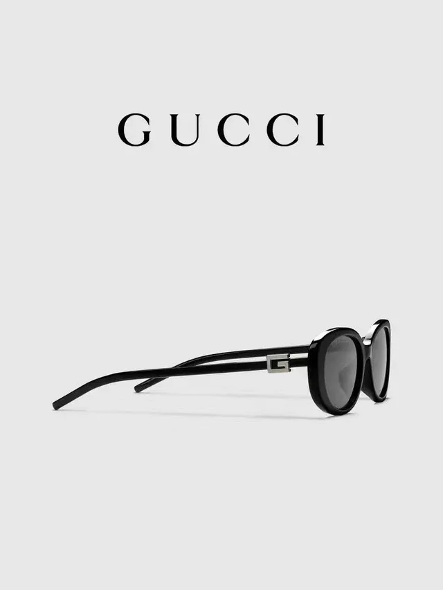 Gucci Black Multicolor Cat-Eye Silhouette Thin Acetate Frame Sunglasses 4
