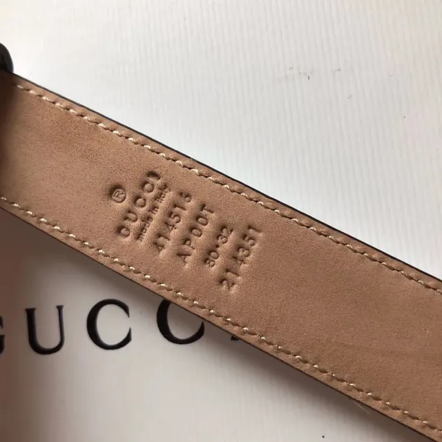 Gucci 黑粉 可翻转 镀金 interlocking G 扣头 皮带 2