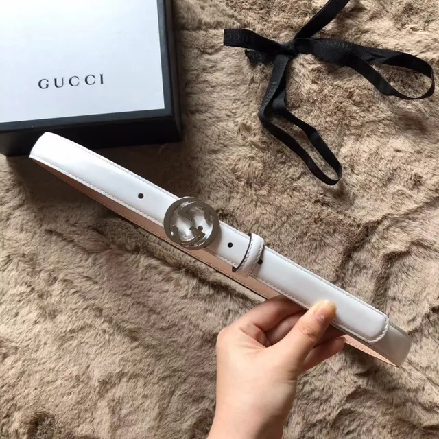 Gucci 黑粉 可翻转 镀金 interlocking G 扣头 皮带 8