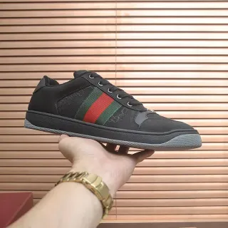 Gucci Black Red Suede And Textile Upper Web Stripe Lifestyle Sneakers