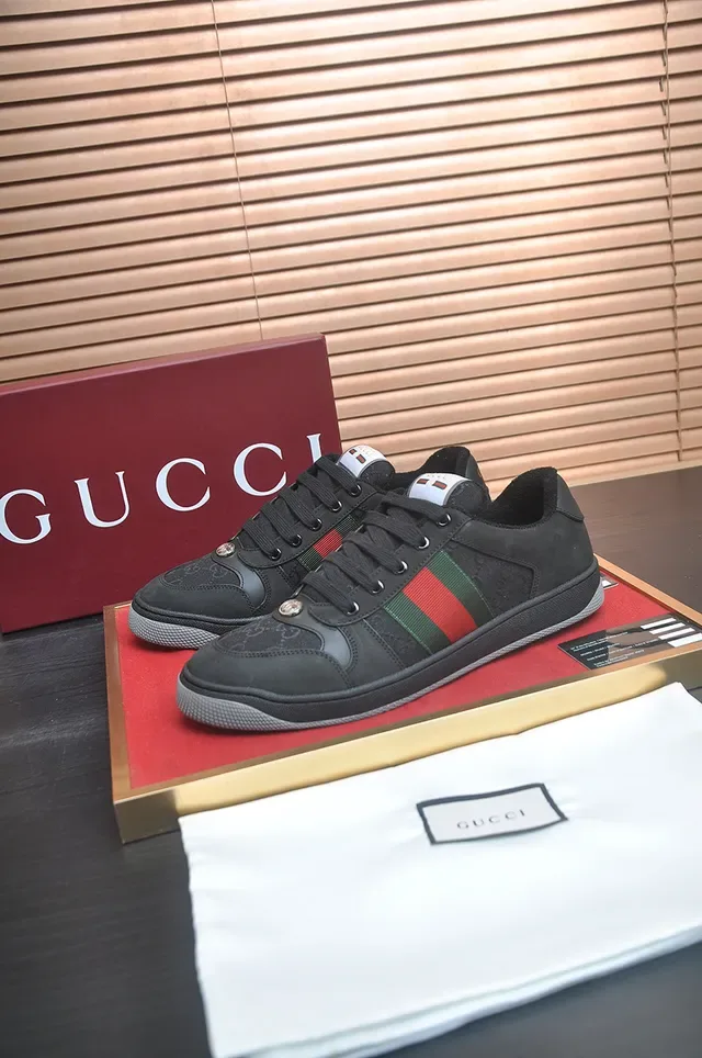 Gucci Black Red Suede And Textile Upper Web Stripe Lifestyle Sneakers 3
