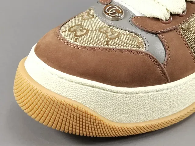 Gucci Brown Beige Chunky Platform Sole GG Monogram Canvas Lifestyle Sneakers 9