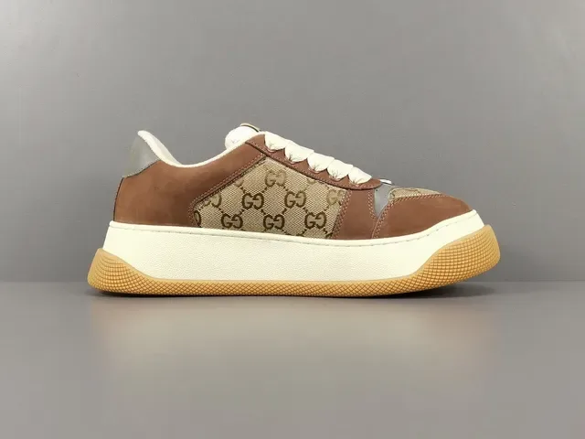 Gucci Brown Beige Chunky Platform Sole GG Monogram Canvas Lifestyle Sneakers 18