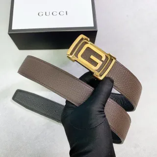 Gucci Brown Black Interlocking G Buckle Textured Leather Belt