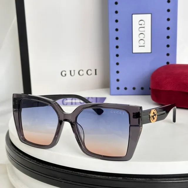 Gucci Brown Black Rectangular Oversized Thick Acetate Frame Sunglasses 8