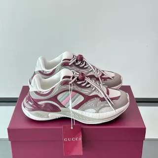 Gucci Burgundy White Chunky Runner Layered Mesh And TPU Sneakers