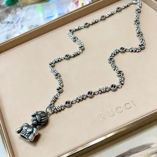 Gucci Dionysus 银色 黑色 金属 搪瓷点缀 项链