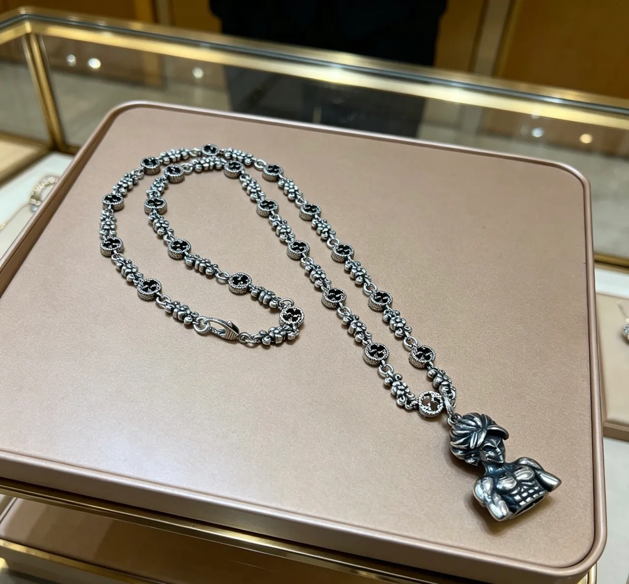 Gucci Dionysus Silver Black Metal Enamel Accents Necklace 4