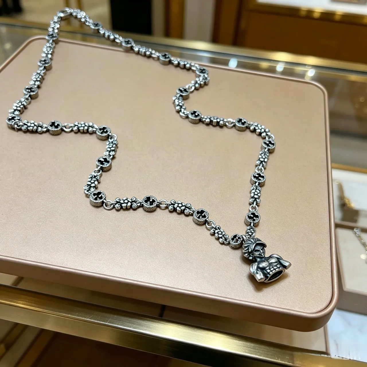 Gucci Dionysus Silver Black Metal Enamel Accents Necklace 6