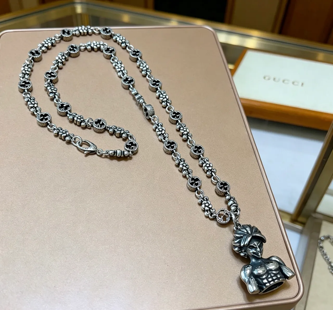 Gucci Dionysus Silver Black Metal Enamel Accents Necklace 9