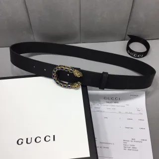 Gucci Dionysus Snake-Head Buckle Black Leather Belt