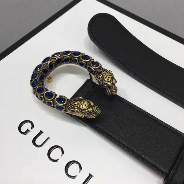 Gucci Dionysus Snake-Head Buckle Black Leather Belt 7