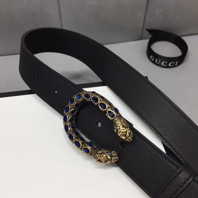 Gucci Dionysus Snake-Head Buckle Black Leather Belt 9