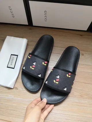 Gucci Disney Mickey Mouse Embroidered Black Slippers 3