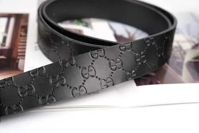 Gucci Double G Belt Black Gold Interlocking Buckle Embossed GG Monogram Leather Belt 3