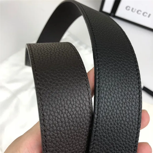 Gucci Double G Ceinture Noir Cuir Granulé Boucle Dorée Ceinture en Cuir 4