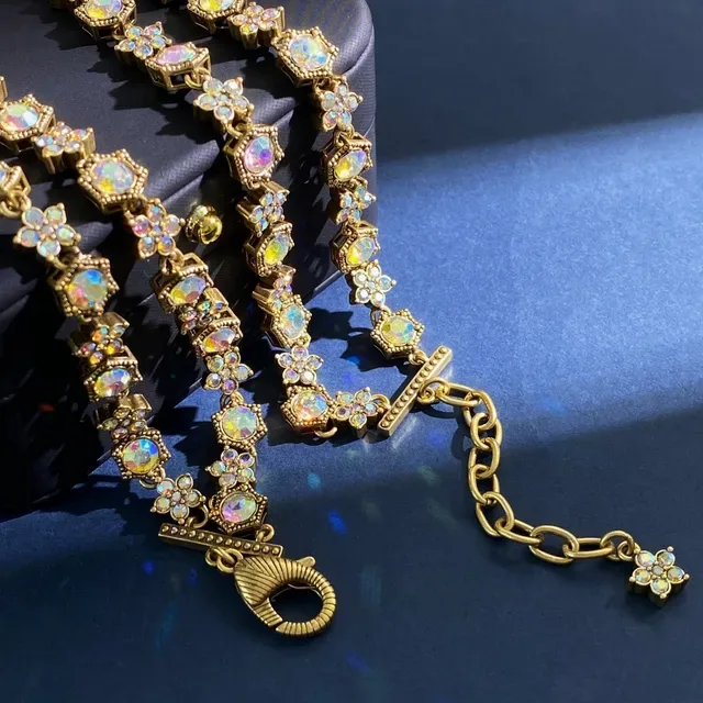 خنقر Gucci Double G Floral Iridescent Crystal 2