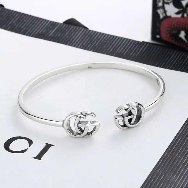 Gucci Double G Gold-Tone Open Bangle Bracelet 4