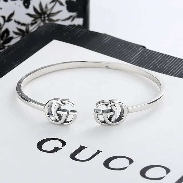 Gucci Double G Gold-Tone Open Bangle Bracelet 5