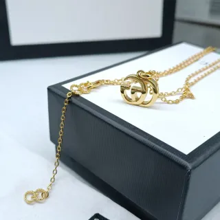 Gucci Double G Interlocking Logo Gold Tone 项链