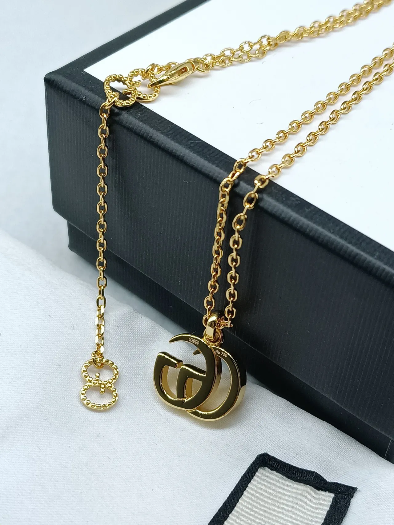 Gucci Double G Interlocking Logo Gold Tone Necklace 2