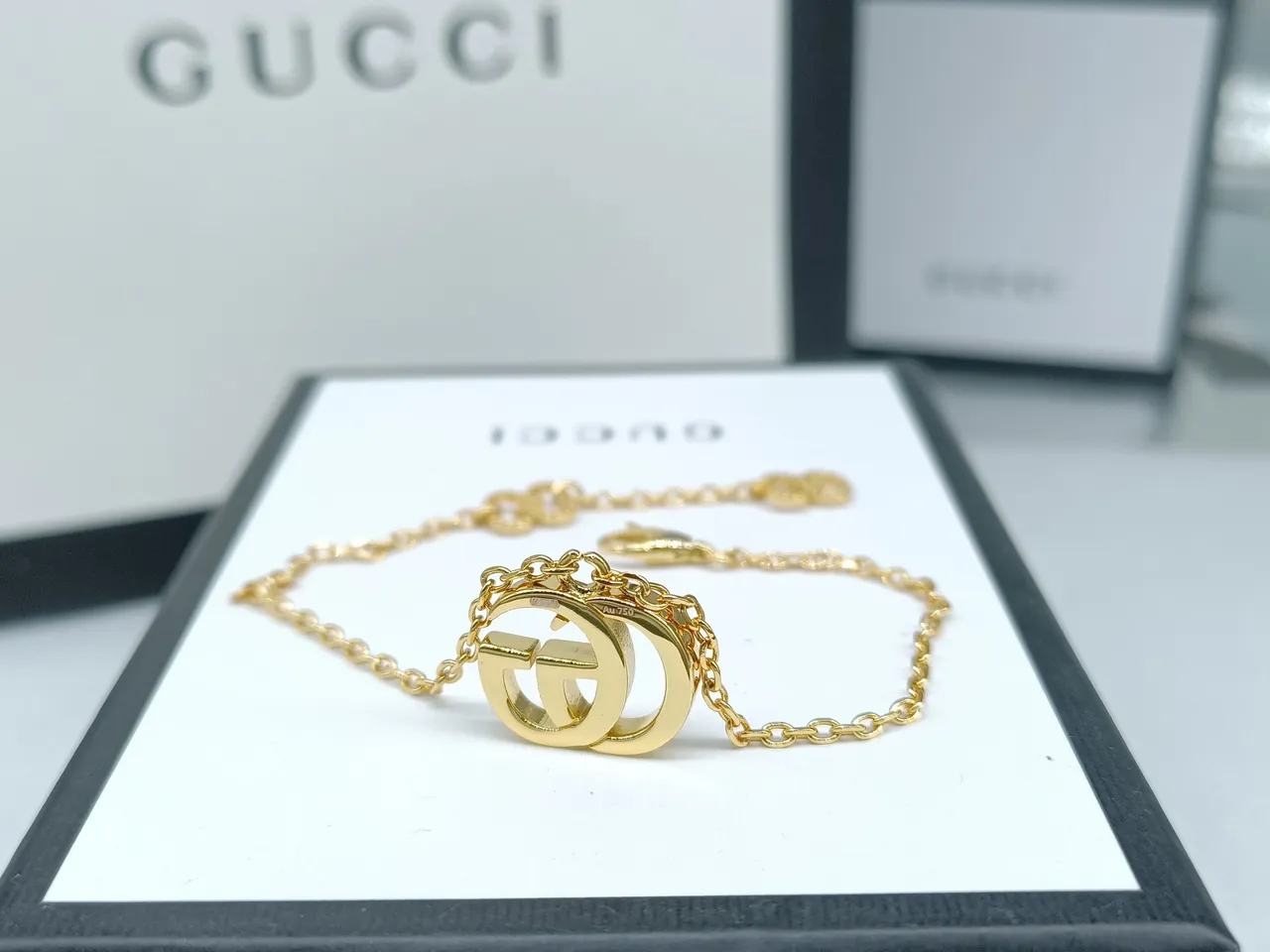 Gucci Double G Interlocking Logo Gold Tone Necklace 4