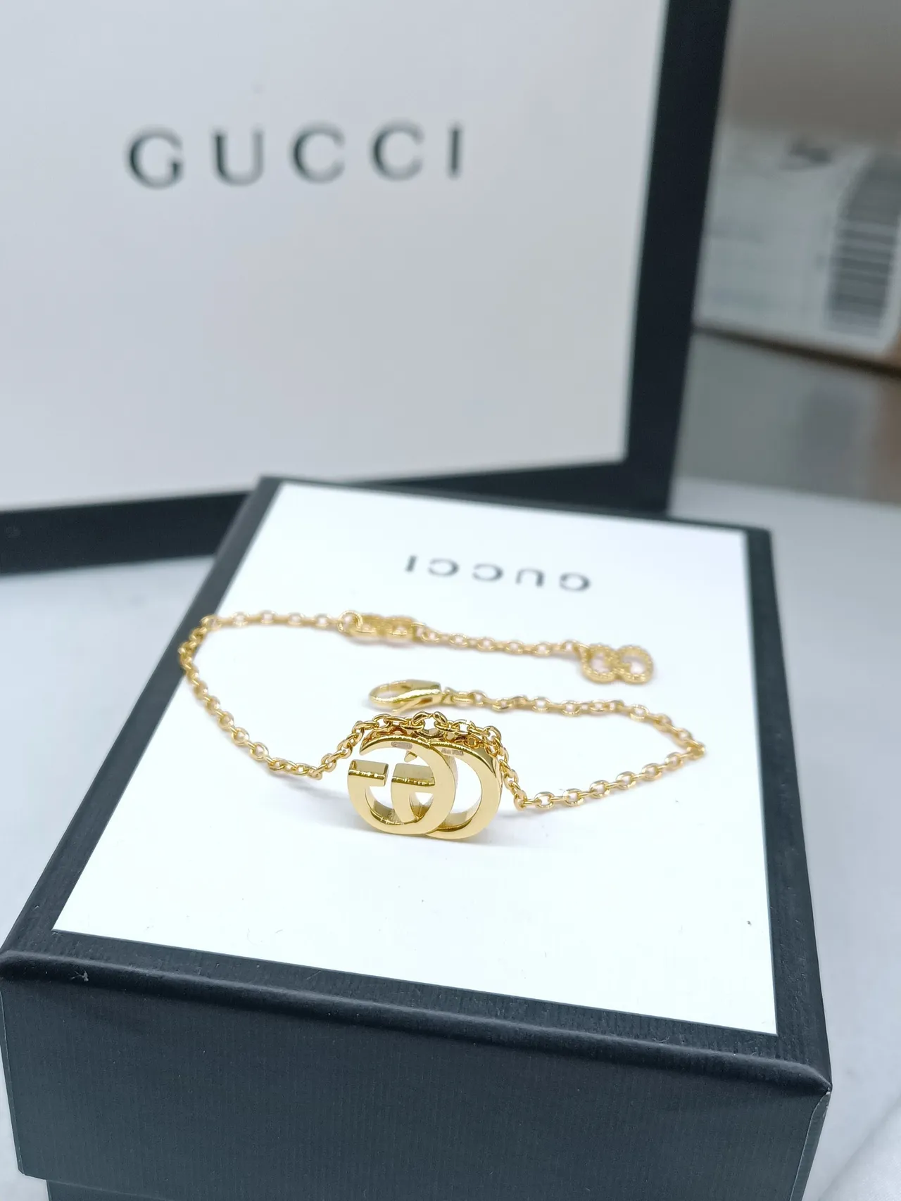 Gucci Double G Interlocking Logo Gold Tone Necklace 5