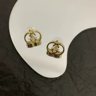 Gucci Double G Interlocking Logo Gold-Tone Stud Earrings
