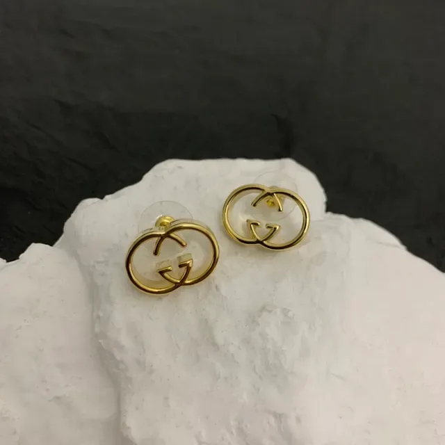 Gucci Double G Interlocking Logo Gold-Tone Stud Earrings 2