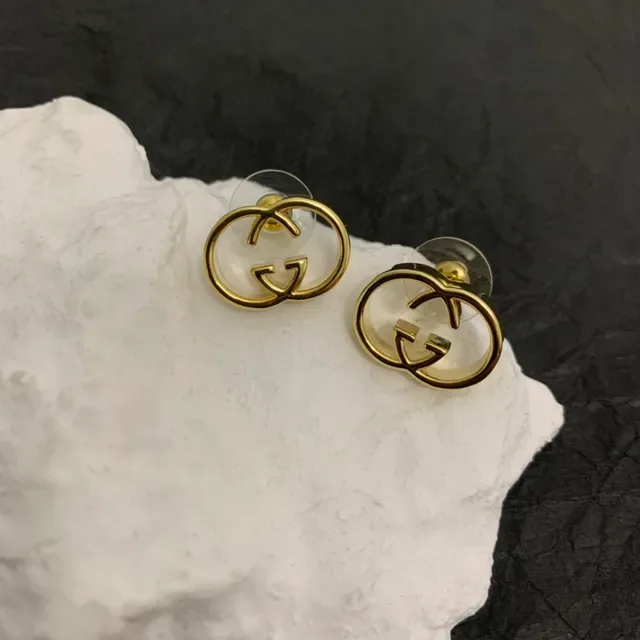 Gucci Double G Interlocking Logo Gold-Tone Stud Earrings 3