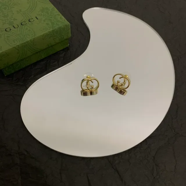 Gucci Double G Interlocking Logo Gold-Tone Stud Earrings 6