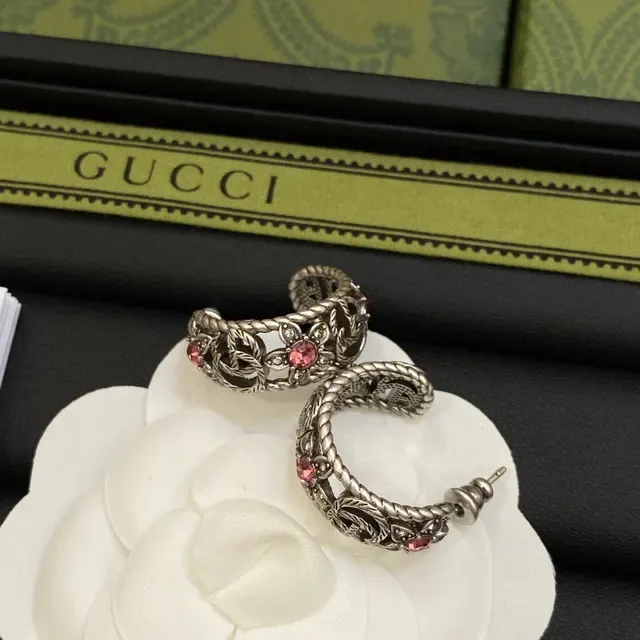 Gucci Flora Silver Pink Interlocking GG Motif Floral Embellishment Necklace 7
