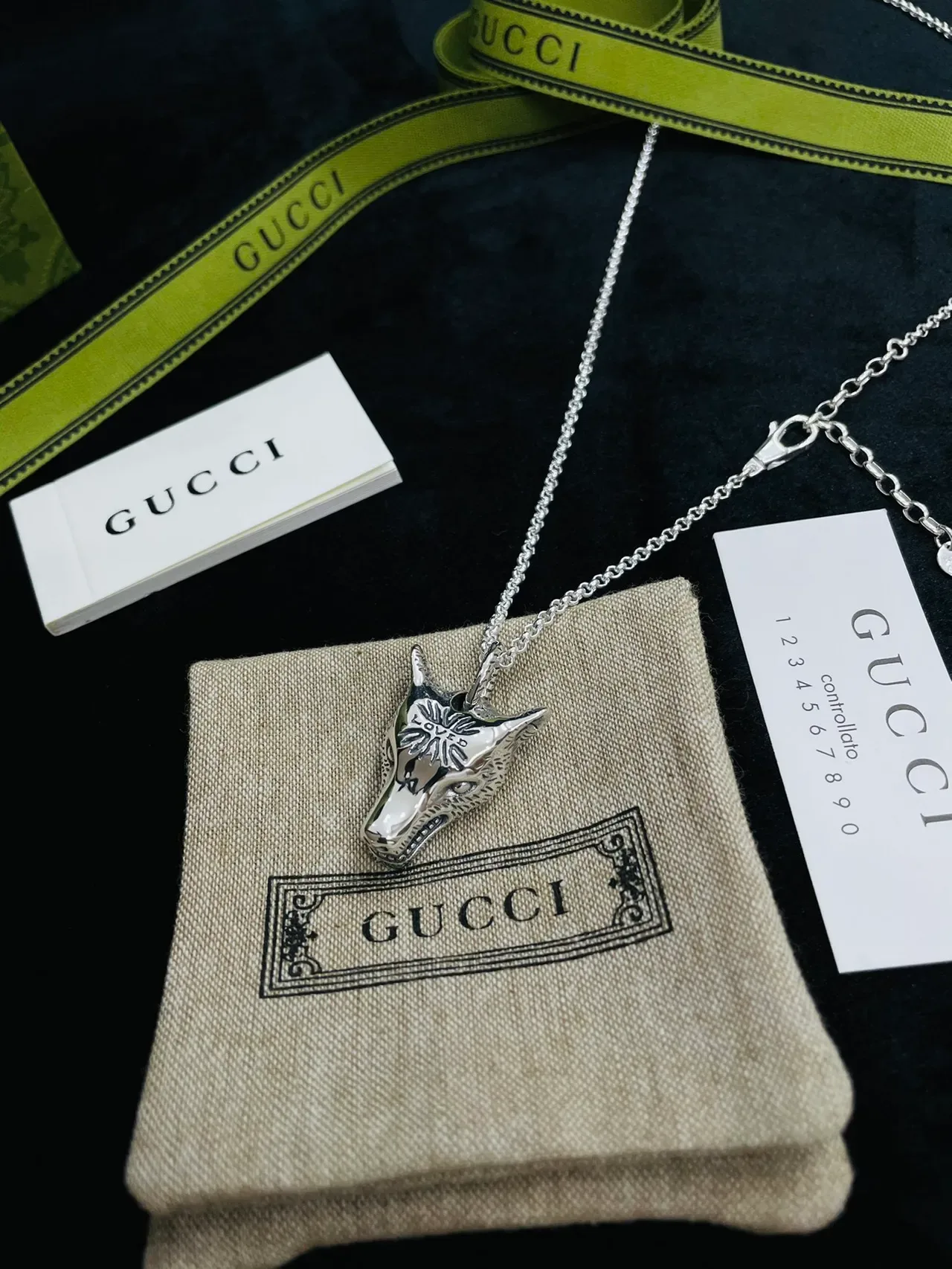 Gucci Fox Head Pendant Silver-Tone Necklace 4