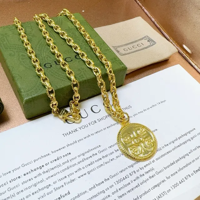 Gucci GG Coin Motif Gold-Tone Chain Necklace 6