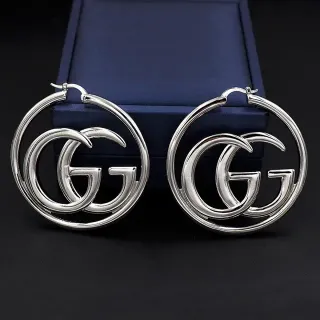 Gucci GG Hoop Silver-Tone Interlocking Double G Earrings