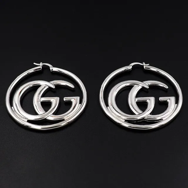 Gucci GG Hoop Silver-Tone Interlocking Double G Earrings 2