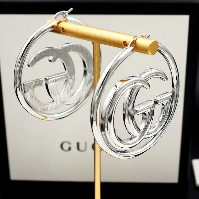 Gucci GG Hoop Silver-Tone Interlocking Double G Earrings 3