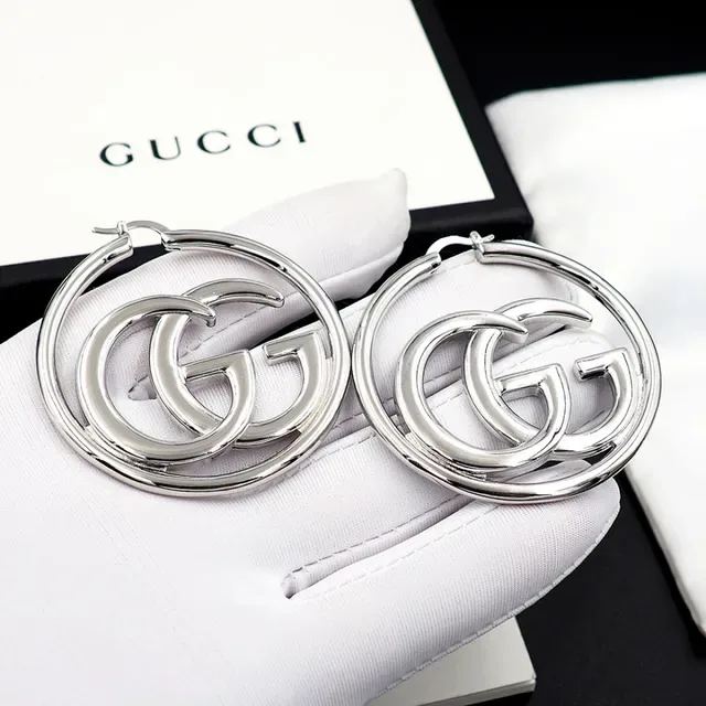 Gucci GG Hoop Silver-Tone Interlocking Double G Earrings 4