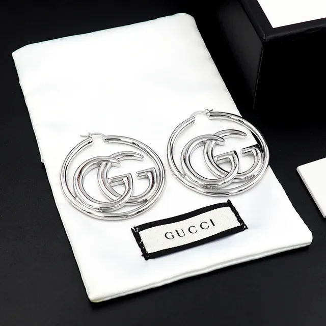Gucci GG Hoop Silver-Tone Interlocking Double G Earrings 5