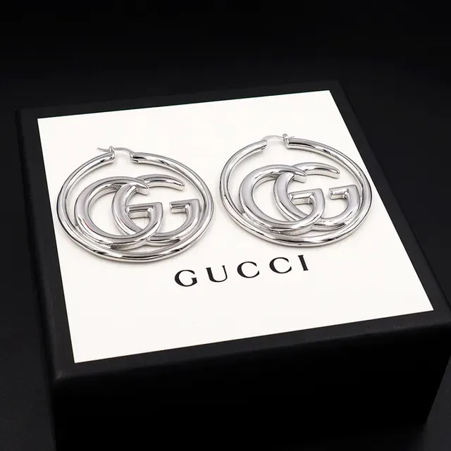 Gucci GG Hoop Silver-Tone Interlocking Double G Earrings 6