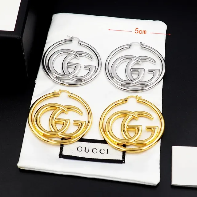 Gucci GG Hoop Silver-Tone Interlocking Double G Earrings 7