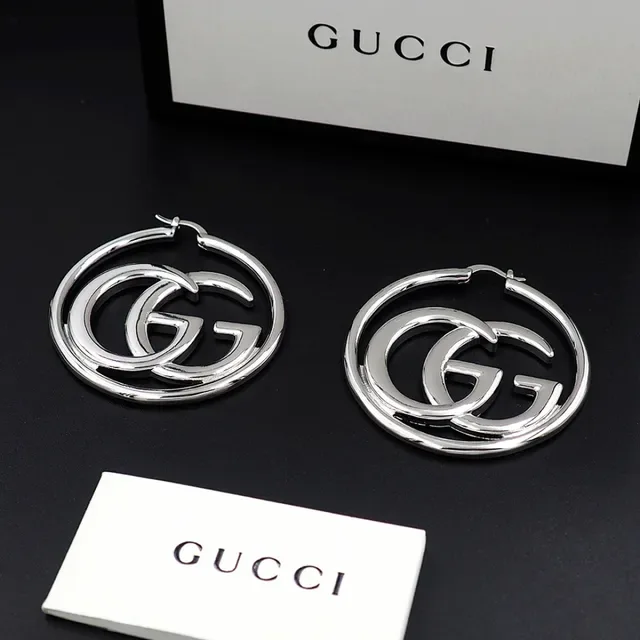 Gucci GG Hoop Silver-Tone Interlocking Double G Earrings 8