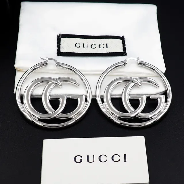Gucci GG Hoop Silver-Tone Interlocking Double G Earrings 9