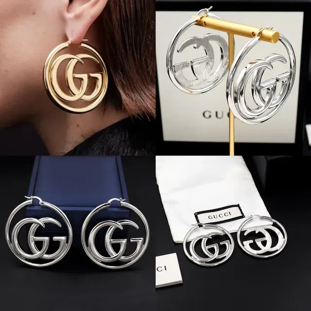 Gucci GG Hoop Silver-Tone Interlocking Double G Earrings 10