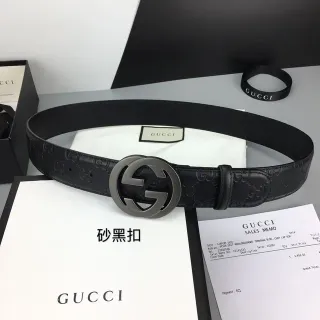 Gucci GG Marmont Black Embossed Leather Belt