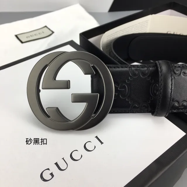 Gucci GG Marmont Black Embossed Leather Belt 3