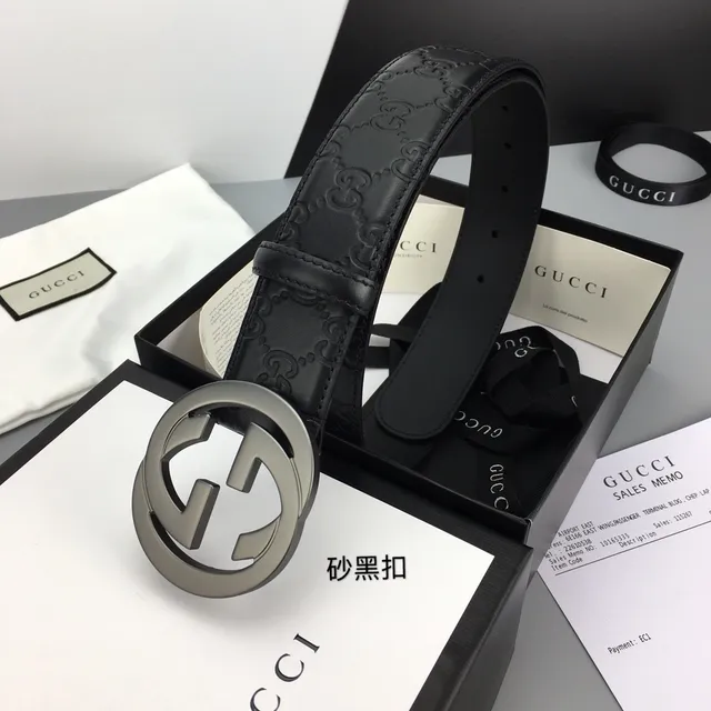 Gucci GG Marmont Black Embossed Leather Belt 4