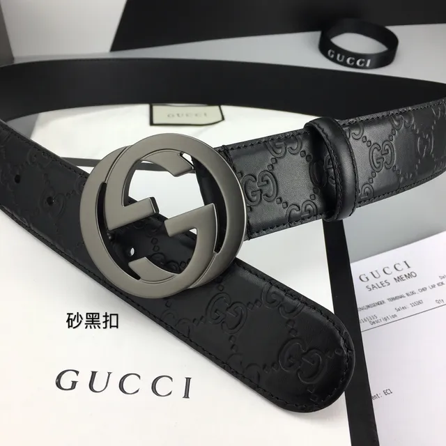 Gucci GG Marmont Black Embossed Leather Belt 5