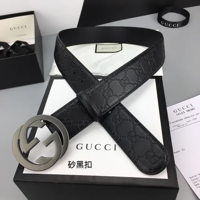 Gucci GG Marmont Black Embossed Leather Belt 6